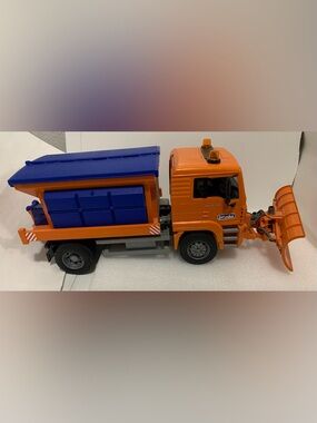 RUDE Orange and Blue Snow Plow Truck Toy with Hopper